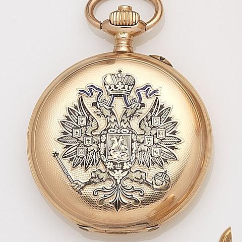 Paul Buhre. A 14ct gold keyless wind full hunter pocket watch Case and Cuvette No.89309, Circa 1900