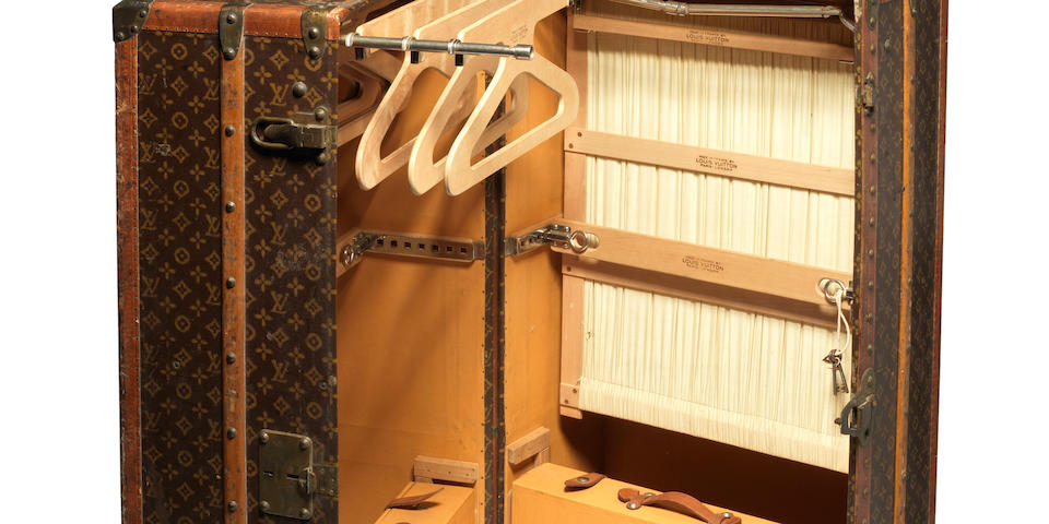LOUIS VUITTON: An impressive early 20th century travelling 'Malle Armoire' trunk circa 1920