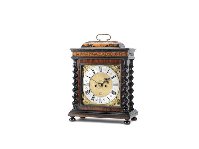 A 17th century and later olive wood table clock with pull quarter repeat John Ebsworth, London