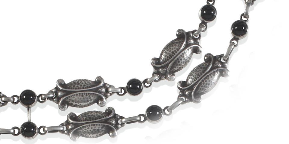 Georg Jensen: A black agate 'Moonlight Blossom' necklace