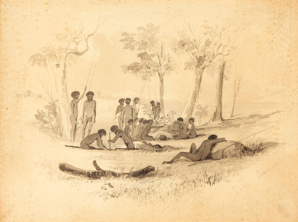 Samuel Thomas Gill (Australian, 1818-1880) Native Burial, Native Inquest and Native Sepulchre