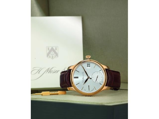 H. Moser & Cie. A very fine and very rare 18ct rose gold perpetual calendar manual wind wristwatchMoser Perpetual 1, Ref:341.501-004, No.200, Case No.100309, Recent