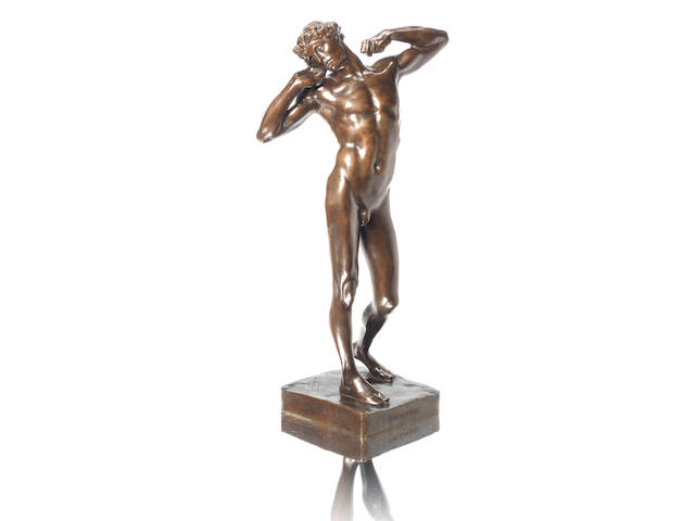 Frederick, Lord Leighton, PRA (1830-1896) 'The Sluggard' a Patinated Bronze Sculpture