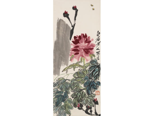 Qi Baishi (1863-1957) Peony, Bees and Rocks