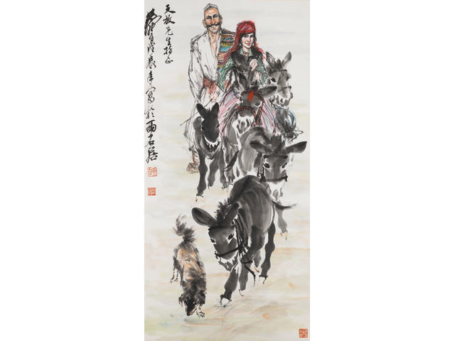Huang Zhou (1925-1997) Herding Donkeys