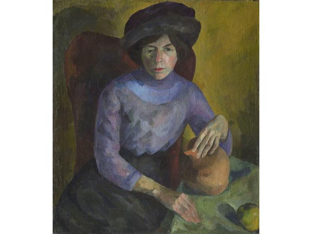 Robert Rafailovich Falk (Russian, 1886-1958) 'Lady in lilac', portrait of E.S. Potechina