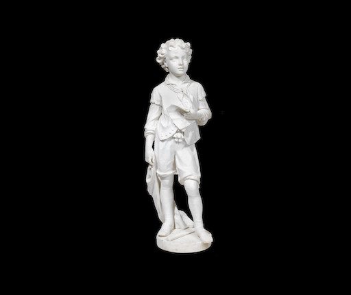 Pietro Bazzanti, Italian (1842-1881) A sculpted marble genre figure of a young butcher boy image 1