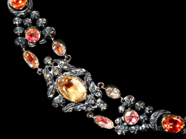 An early 19th century quartz and diamond set necklace