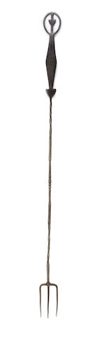 A Regency brass-inlaid steel toasting fork, dated 1810