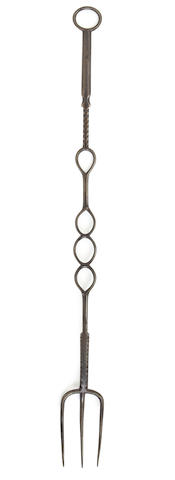An early 19th century wrought iron toasting fork