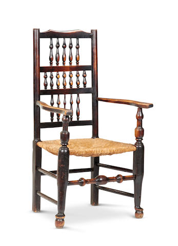 An early 19th century ash and alder spindle-back armchair, North West, circa 1830