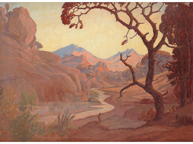 Jacob Hendrik Pierneef (South African, 1886-1957) Landscape with river