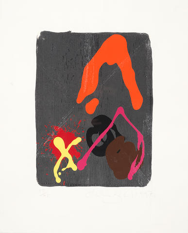 John Hoyland RA (British, 1934-2011) Spirit Side Screenprint with woodblock printed in colours, 1997, on wove, signed, dated and numbered 23/75 in pencil, printed and published by Advanced Graphics, London, with their blindstamp, with margins, 580 x 470mm (22 7/8 x 18 1/2in)(SH)
