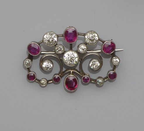 A ruby and diamond brooch