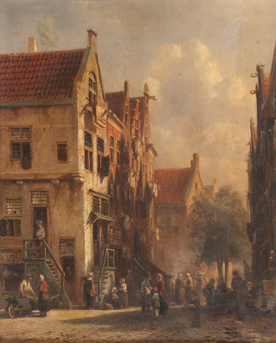 Flemish School, 19th century A Pair of Street Scenes