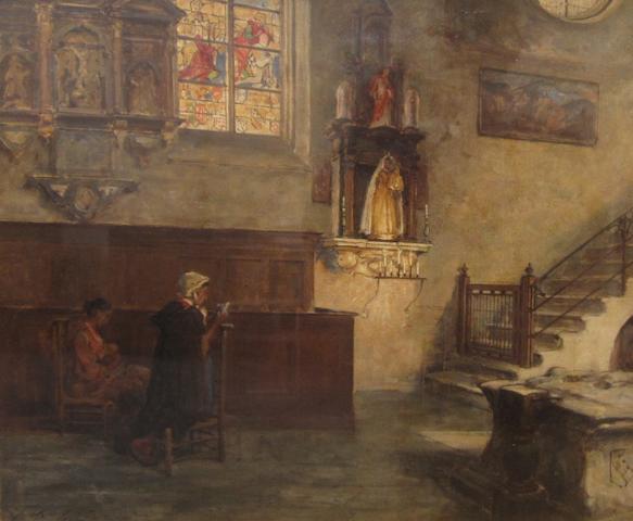 Pollok Sinclair Nisbet, ARSA RSW (British, 1848-1922) Interior Church of Jerusalem, Bruges