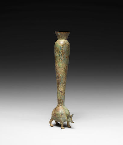 A Persian bronze mouse kohl vessel