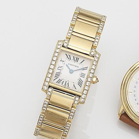 Bonhams Cartier A Lady S 18ct Gold And Diamond Set Quartz Bracelet Watch Tank Francaise Ref 2385 Case No 91145ocd Sold 26th January 2005