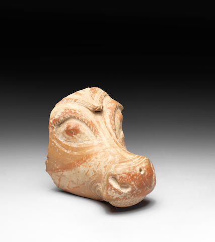 A Hittite pottery bull's head rhyton fragment