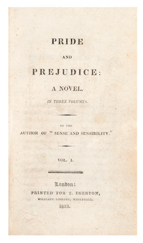 AUSTEN (JANE) Pride and Prejudice, 3 vol. in 1, first edition, T. Egerton, 1813