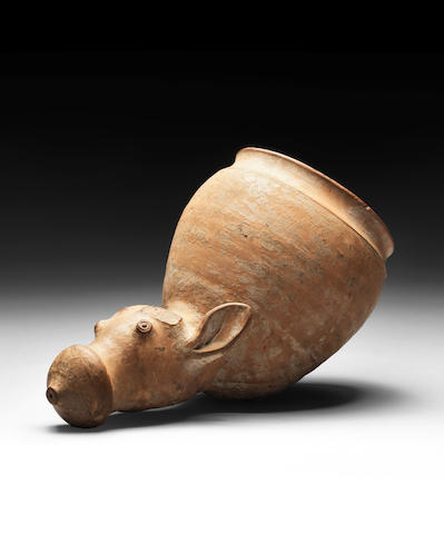 An Ancient Near Eastern terracotta rhyton