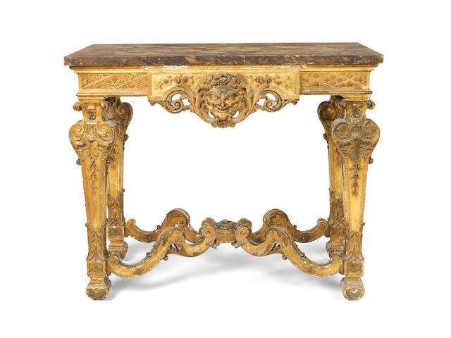 A late 19th century Anglo-French giltwood centre table by Mellier & Co. in the Louis XIV style