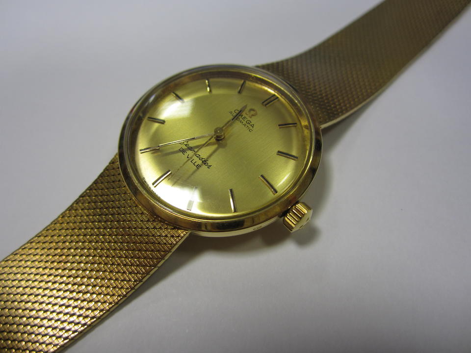Bonhams : Omega. An 18ct gold automatic bracelet watch Seamaster De ...