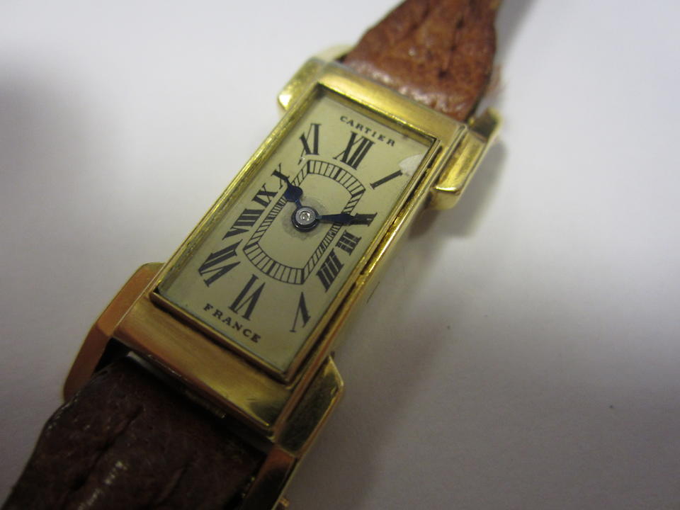 Bonhams : Cartier. A lady's 18ct gold manual wind wristwatch Case No ...