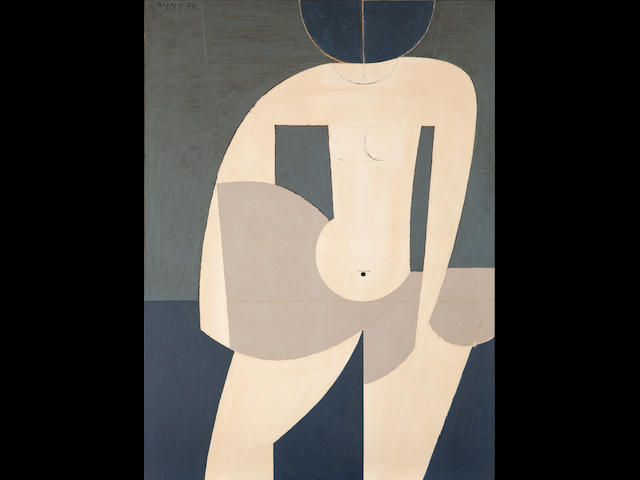 Yiannis Moralis (Greek, 1916-2009) Girl going into the sea, 1974 116 x 85 cm.