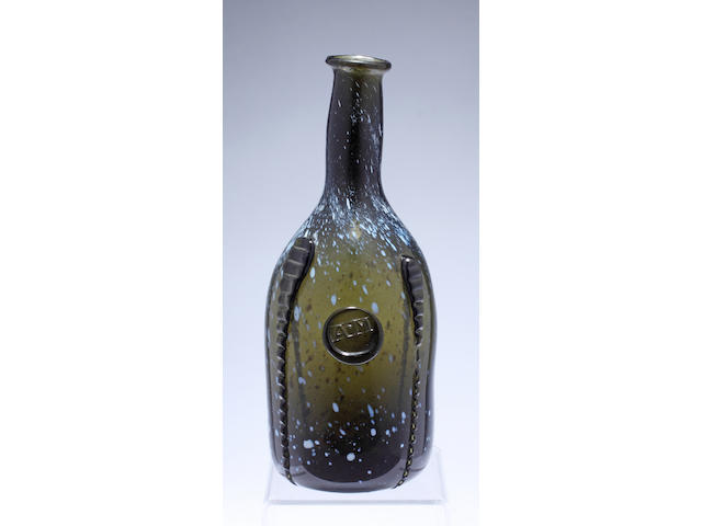 A sealed wine bottle together with a large quantity of Nailsea type glass Mostly 19th century
