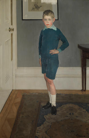 Sir Herbert James Gunn RA PRP RSW (British, 1893-1964) Portrait of a young boy, standing