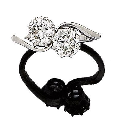 A diamond two-stone ring