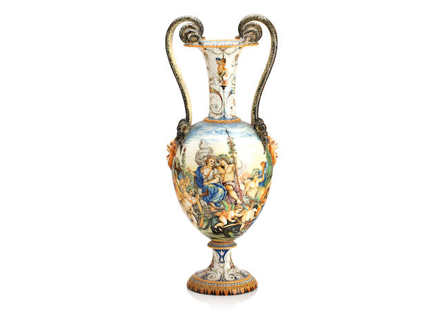 A large and impressive Cantagalli twin handled vase Circa 1900