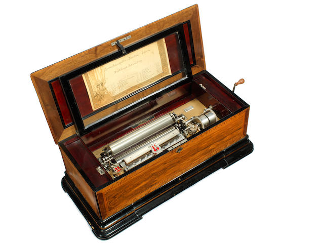 A rare George Baker Three Interchangeable Cylinder Revolver Sublime Harmonie musical box,  Swiss, circa 1890,