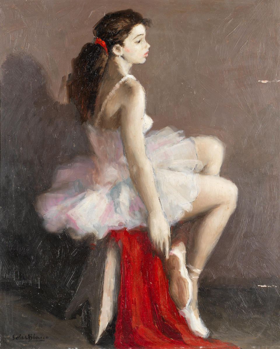 Juan Bautista Soler Blasco (1920-1984) Seated ballerinas, a pair each 50 x 42cm (19 11/16 x 16 9/16in).(2)