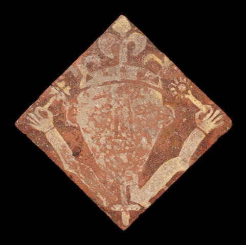 A rare Warwickshire Medieval encaustic tile, 13th-14th century