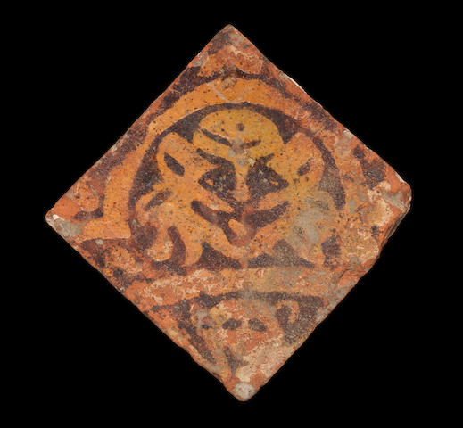 A Penn (Buckinghamshire) Medieval encaustic tile, 14th century