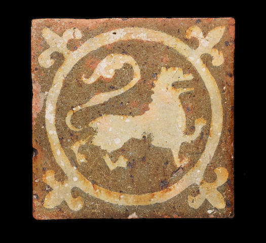 A Salisbury Medieval floor tile, 13th century