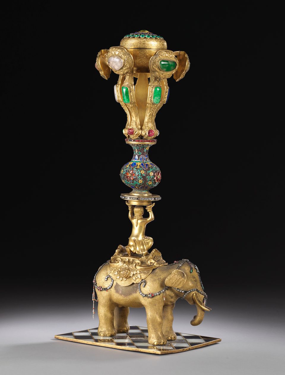 A very rare Imperial gilt-bronze hat stand Qianlong