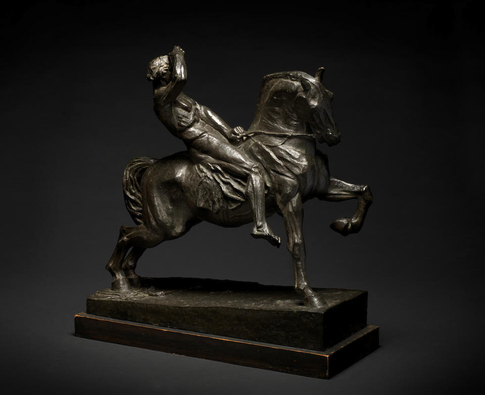 Thomas Wren after George Frederick Watts, OM RA, British (1817-1904): A bronze equestrian reduction  of 'Physical Energy' dated 1914