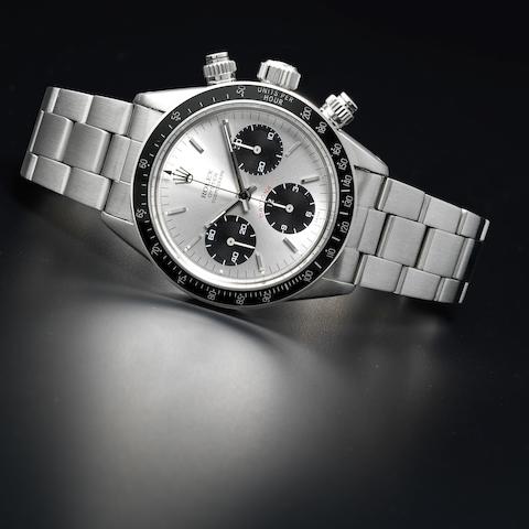 Rolex. A fine stainless steel manual wind chronograph bracelet watch Cosmograph Daytona, Ref:6263, Serial No.5529***, Circa 1977