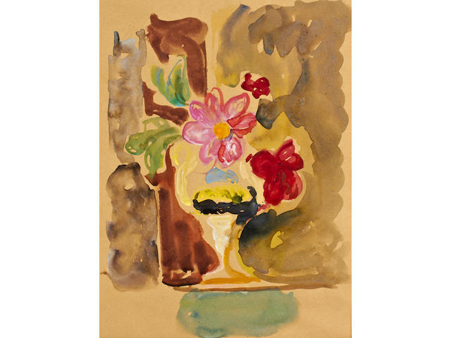 Vanessa Bell (British, 1879-1961) Pink flowers in a vase unframed