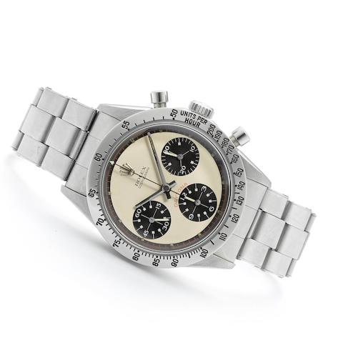 Rolex. A very fine and rare stainless steel manual wind chronograph bracelet watch Cosmograph Daytona 'Paul Newman', Ref:6239, Serial No.178****, Circa 1968