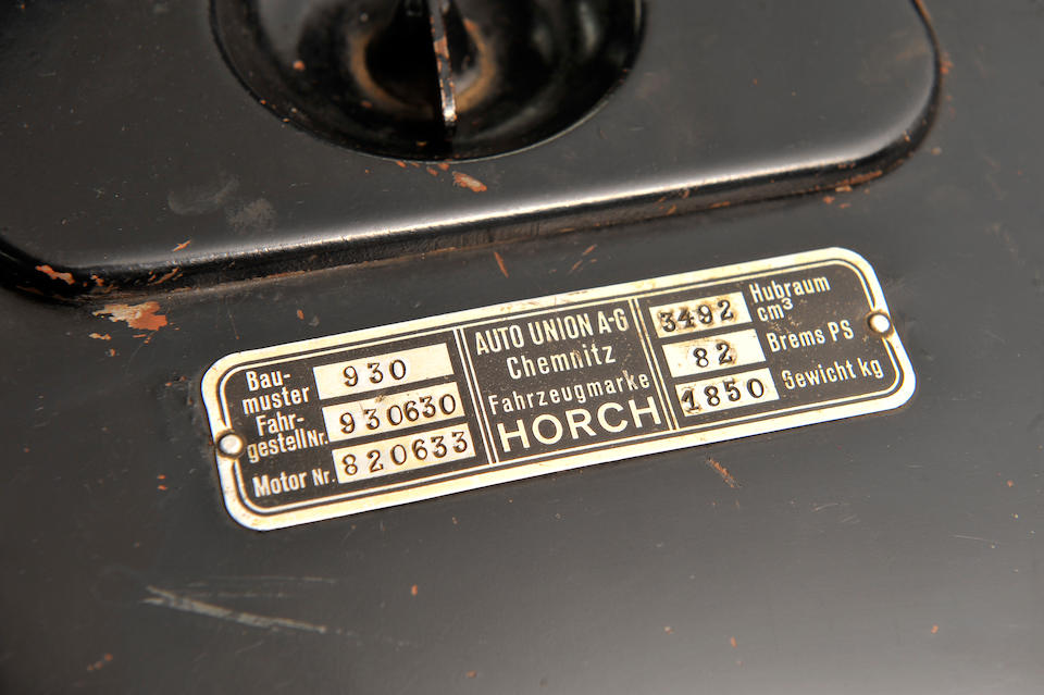 31,000 kilometres from new,1938 Horch 930V Sports Saloon  Chassis no. 930630
