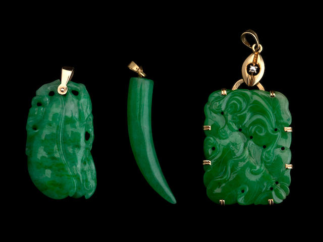Three jadeite pendants