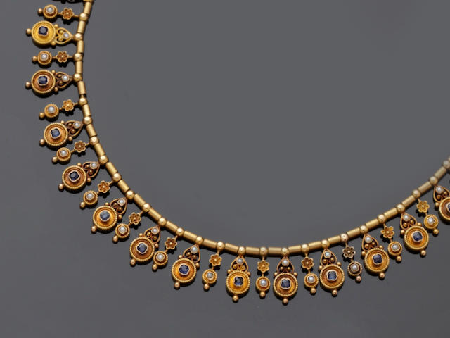 A 19th century gold Archeological Revival fringe necklace