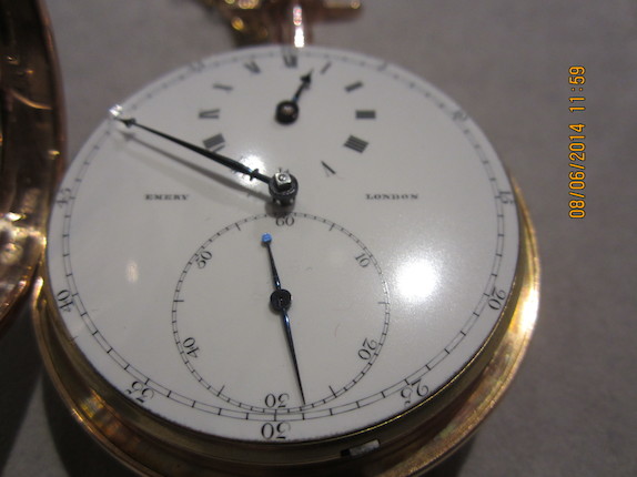Josiah Emery, Charing Cross, London. A very fine and historically important open face pocket watch originally owned by George IV as Prince of Wales No.1057, Circa 1785, Case with London Hallmark for 1800 image 5