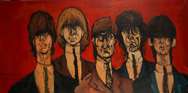 Bonhams The Rolling Stones A Large Portrait Painting Of The Rolling Stones Gaston Tyko