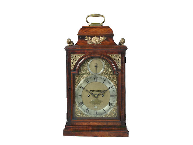 A mid 18th century mahogany twin fusee bracket clock, with verge escapement Jasper Smith. London