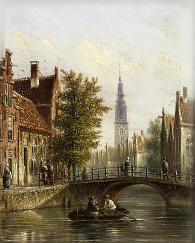Johannes Franciscus Spohler (Dutch, 1853-1894) A view of Rozengracht and the Westerkerk